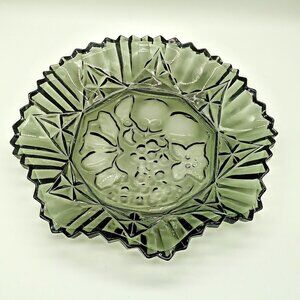 Federal Glass Pioneer Smoke Crimped Bowl Fruit Design